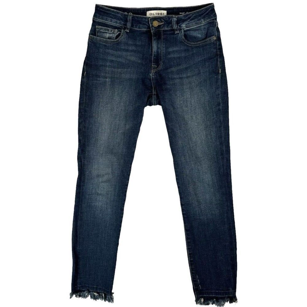 DL1961 Margaux Instasculpt Skinny Jeans Size 27 Mid Rise Raw Hem Dark Wash Denim